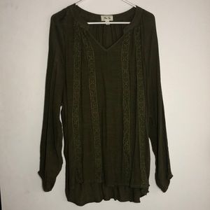 Olive Green, Boho shirt!
